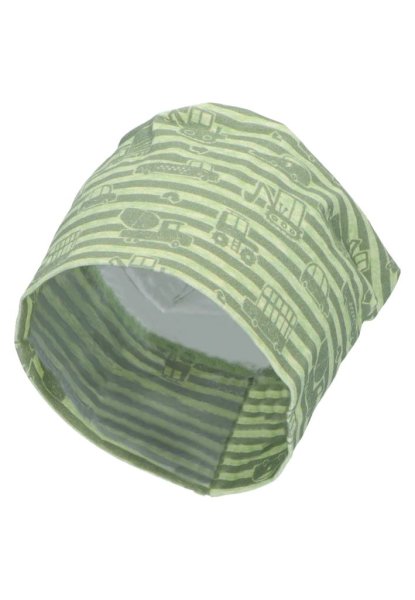 Sterntaler Slouch-Beanie Mütze in Hellgrün mit Fahrzeug Print 