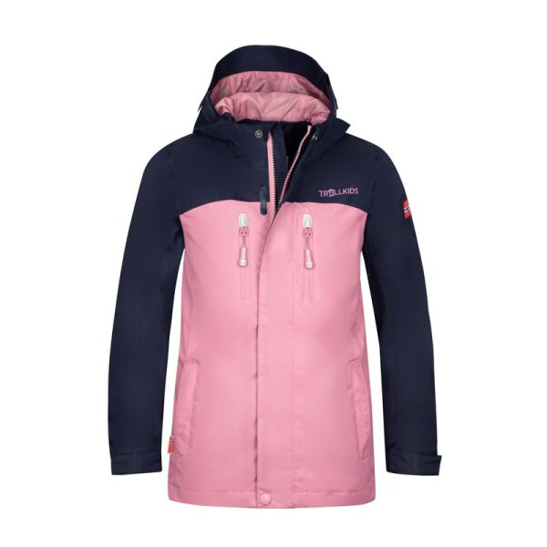 Trollkids Girls Nusfjord Jacke Regenjacke, navy/mauve