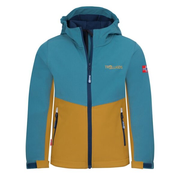Trollkids Kids Kristiansand Jacket stormy blue/mustard  126