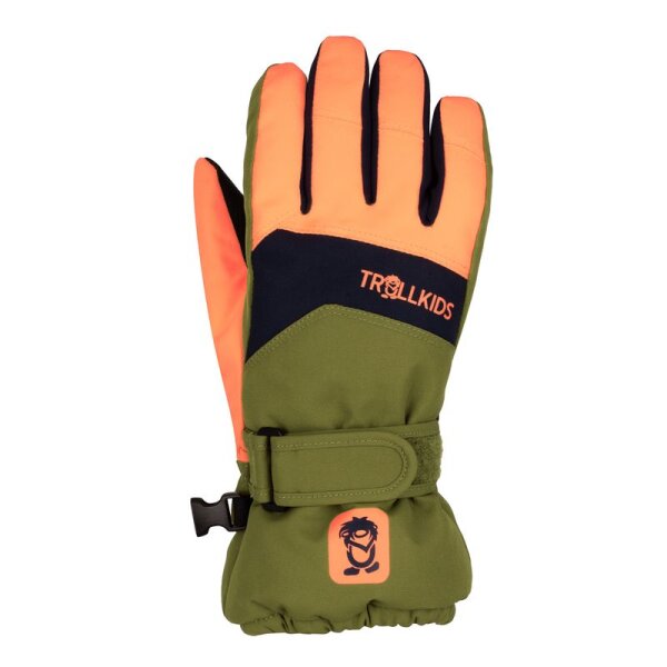 Trollkids Kids Rauland Glove Fingerhandschuhe, spruce green/navy/vivid orange